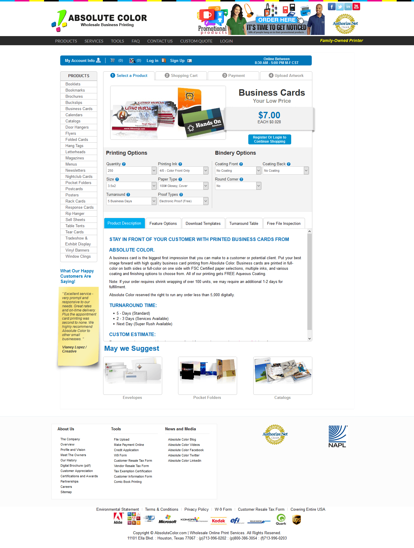 Printing product configuration with instant price estimation