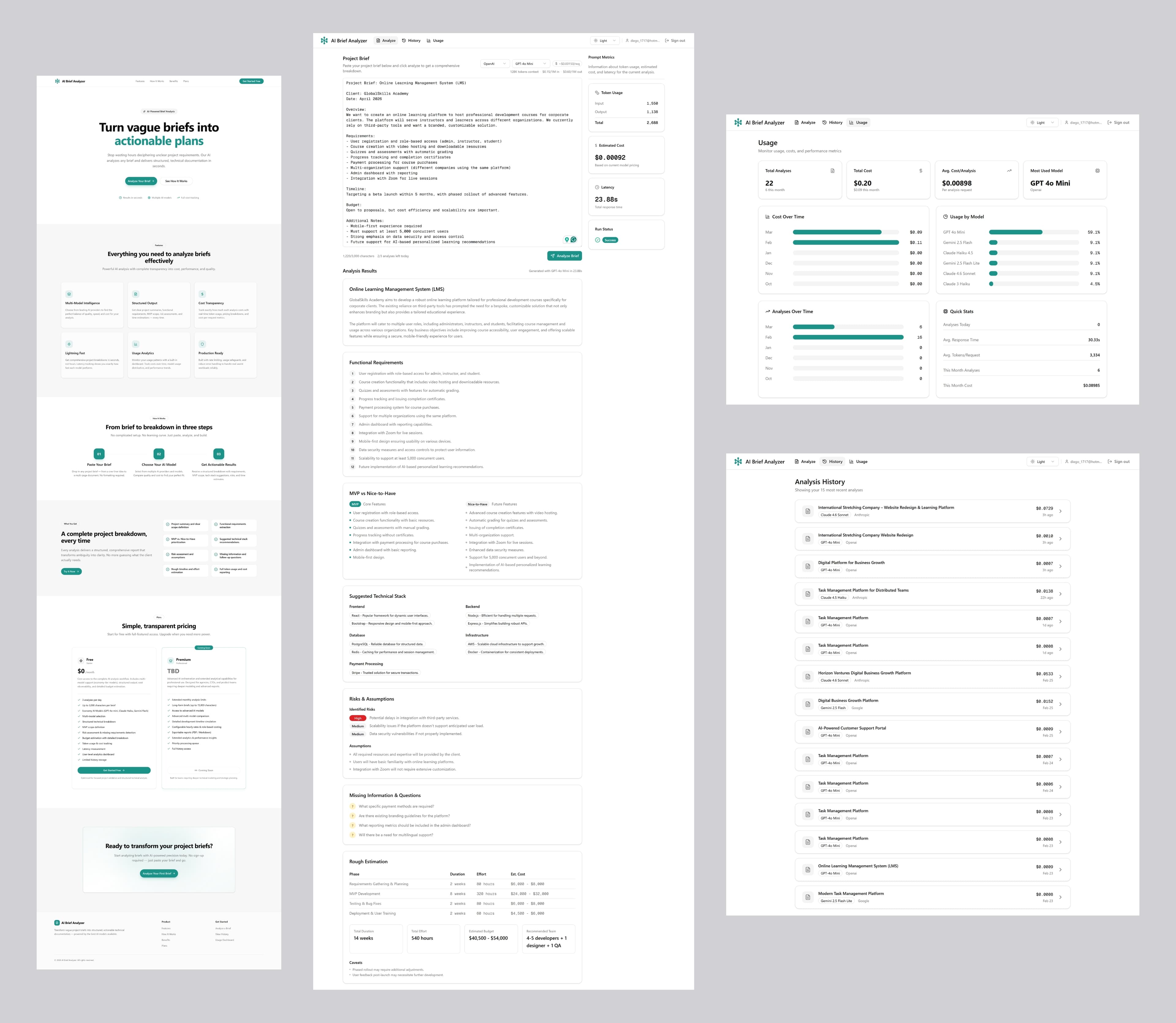 AI Brief Analyzer sections