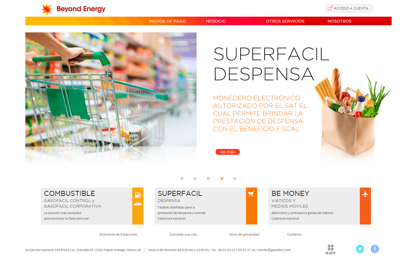 Beyond Energy — Content page layout with structured articles and service navigation