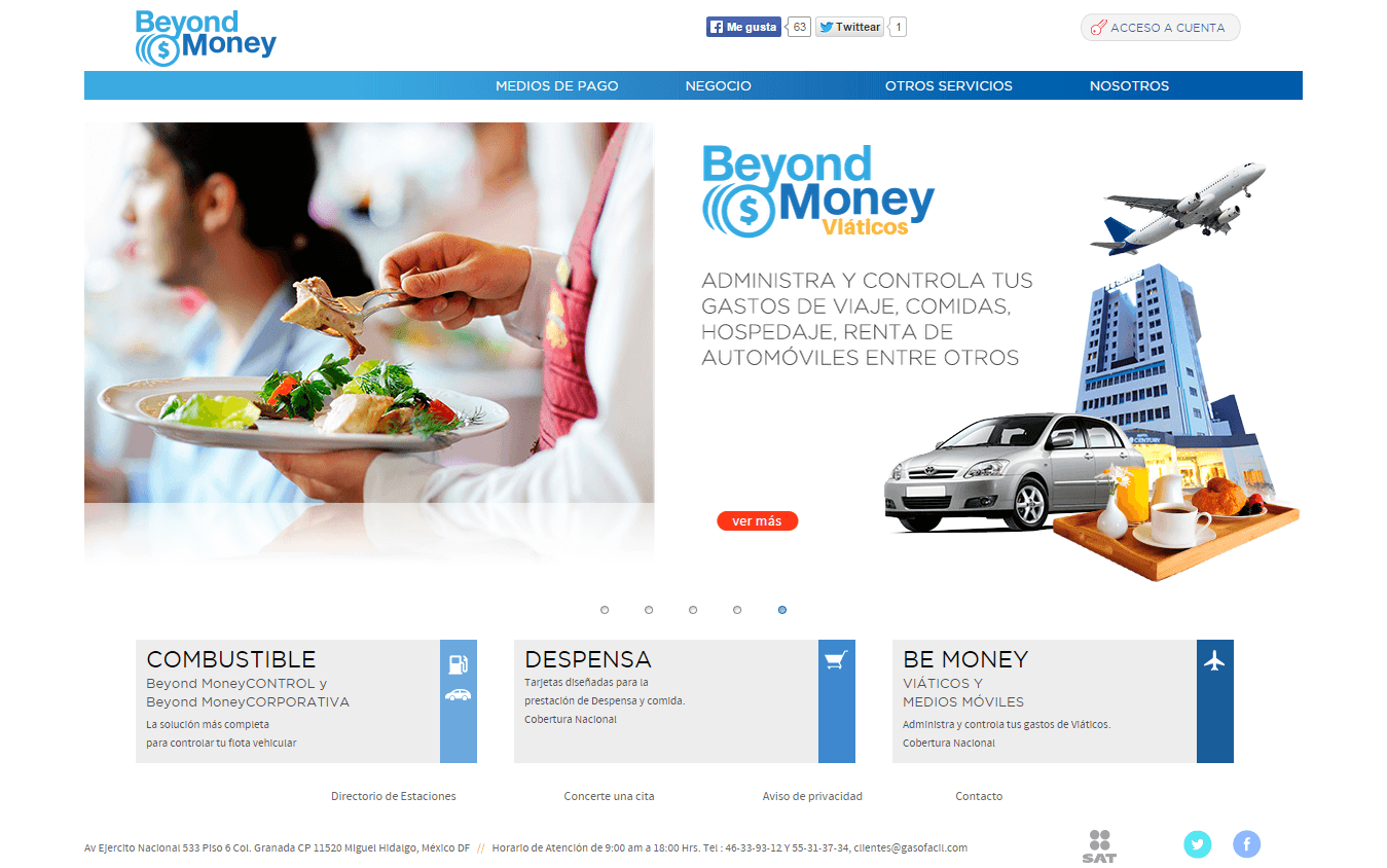 Beyond Money — Corporate homepage highlighting financial services and product categories
