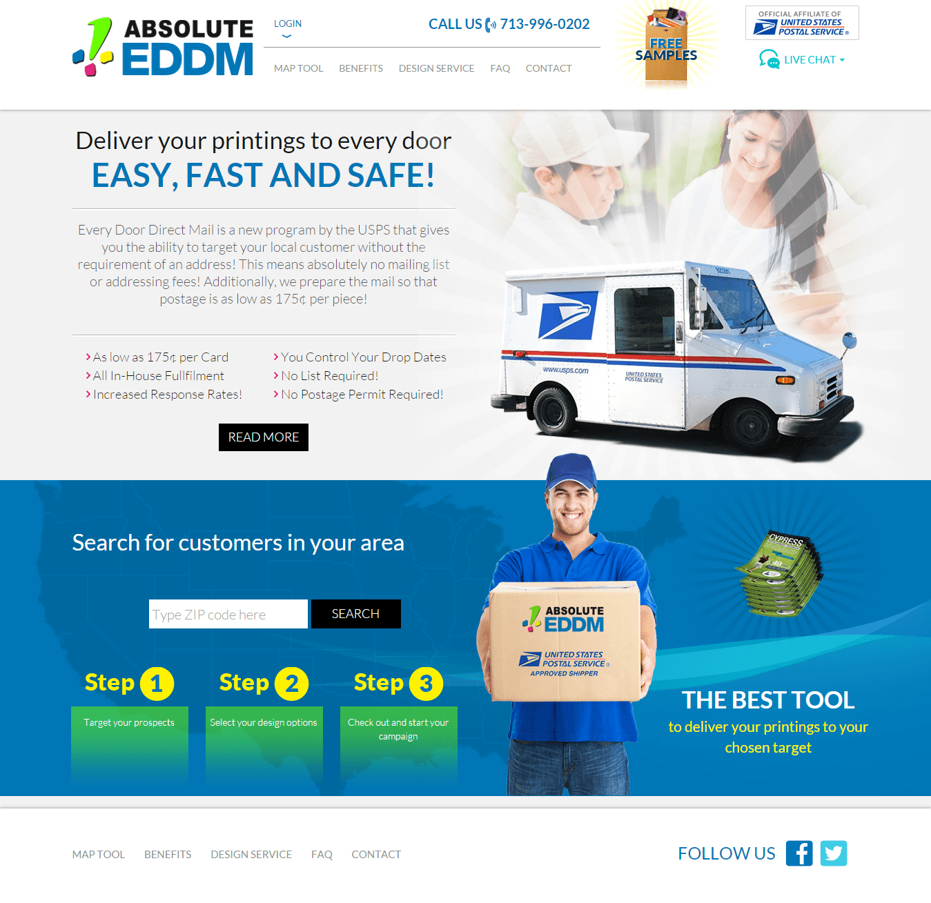 Landing page introducing the Absolute EDDM platform.