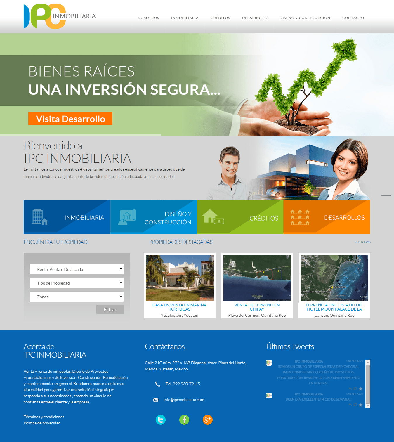 Main homepage showcasing services, developments, and featured properties.