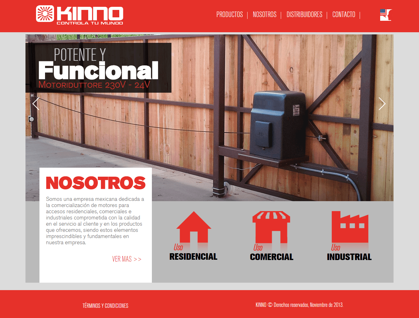 Homepage highlighting motorized access systems and product segmentation