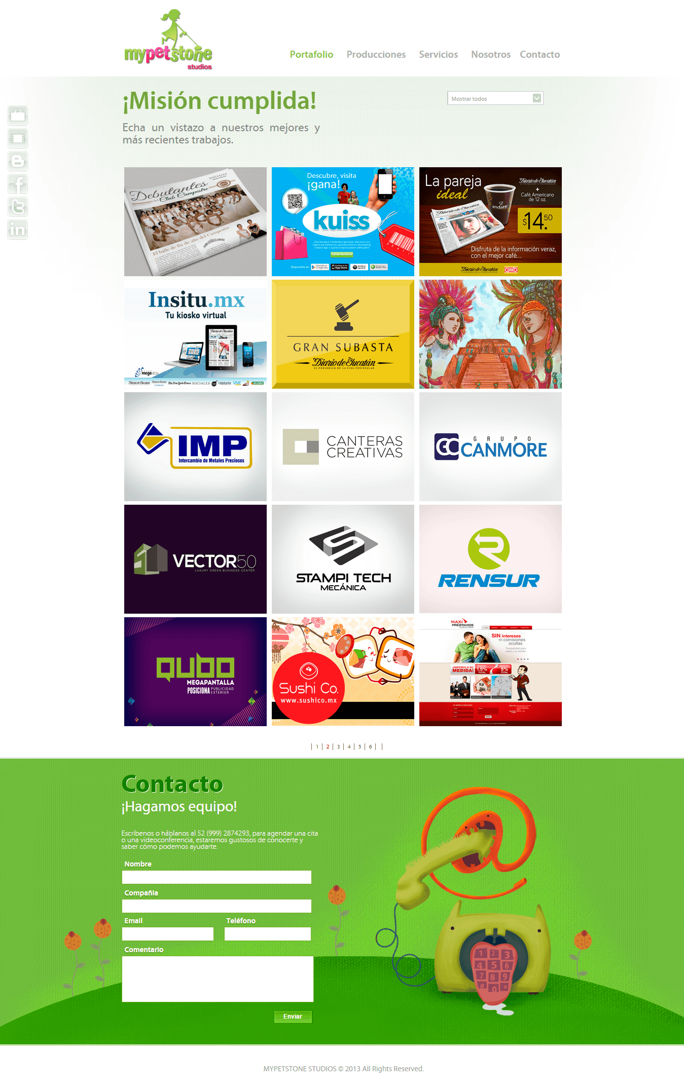 Studio portfolio showcase with structured project grid layout