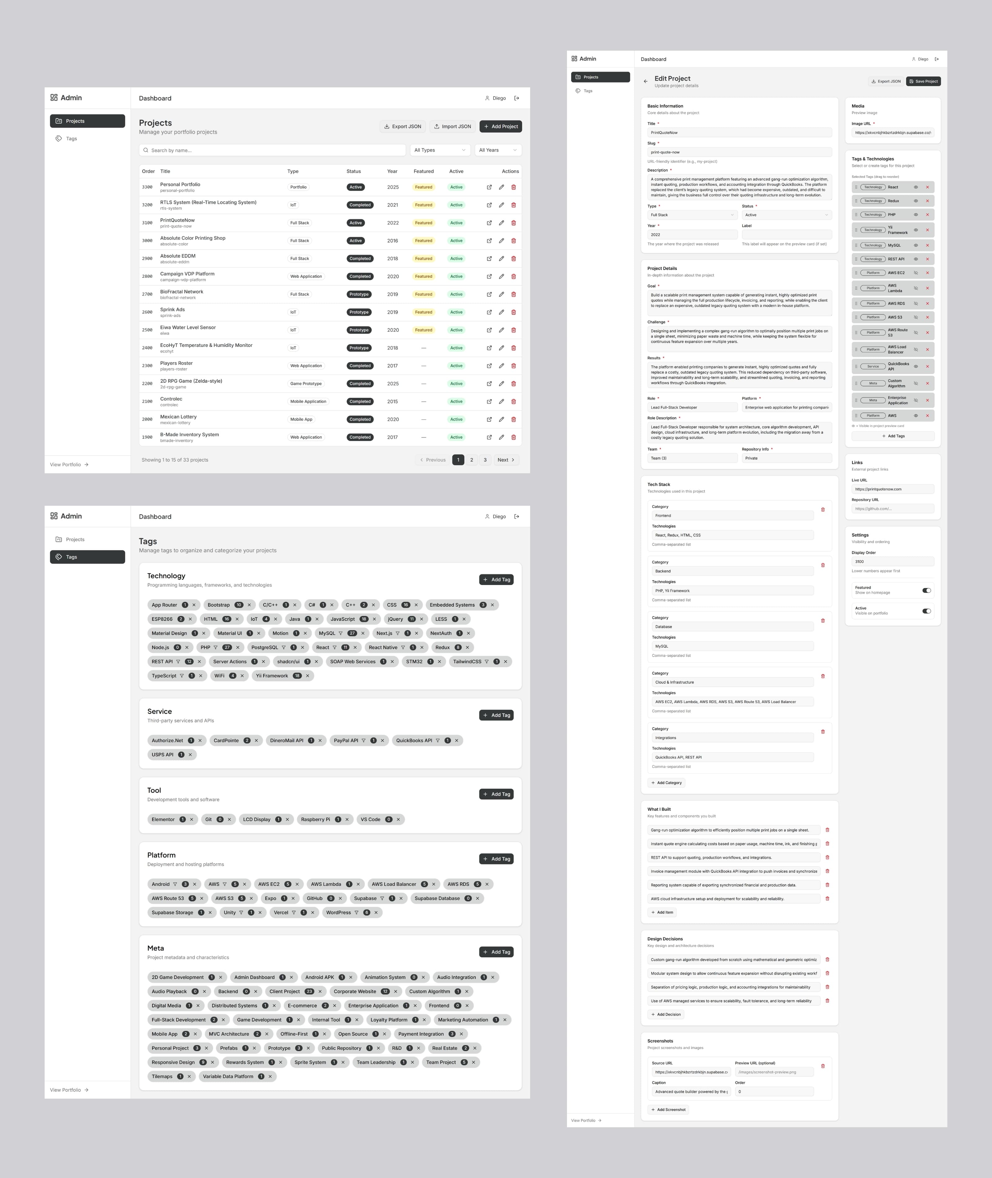 Admin Dashboard - System Management Interface