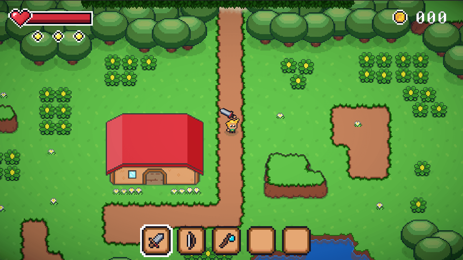 Top-down RPG world with tile-based level design