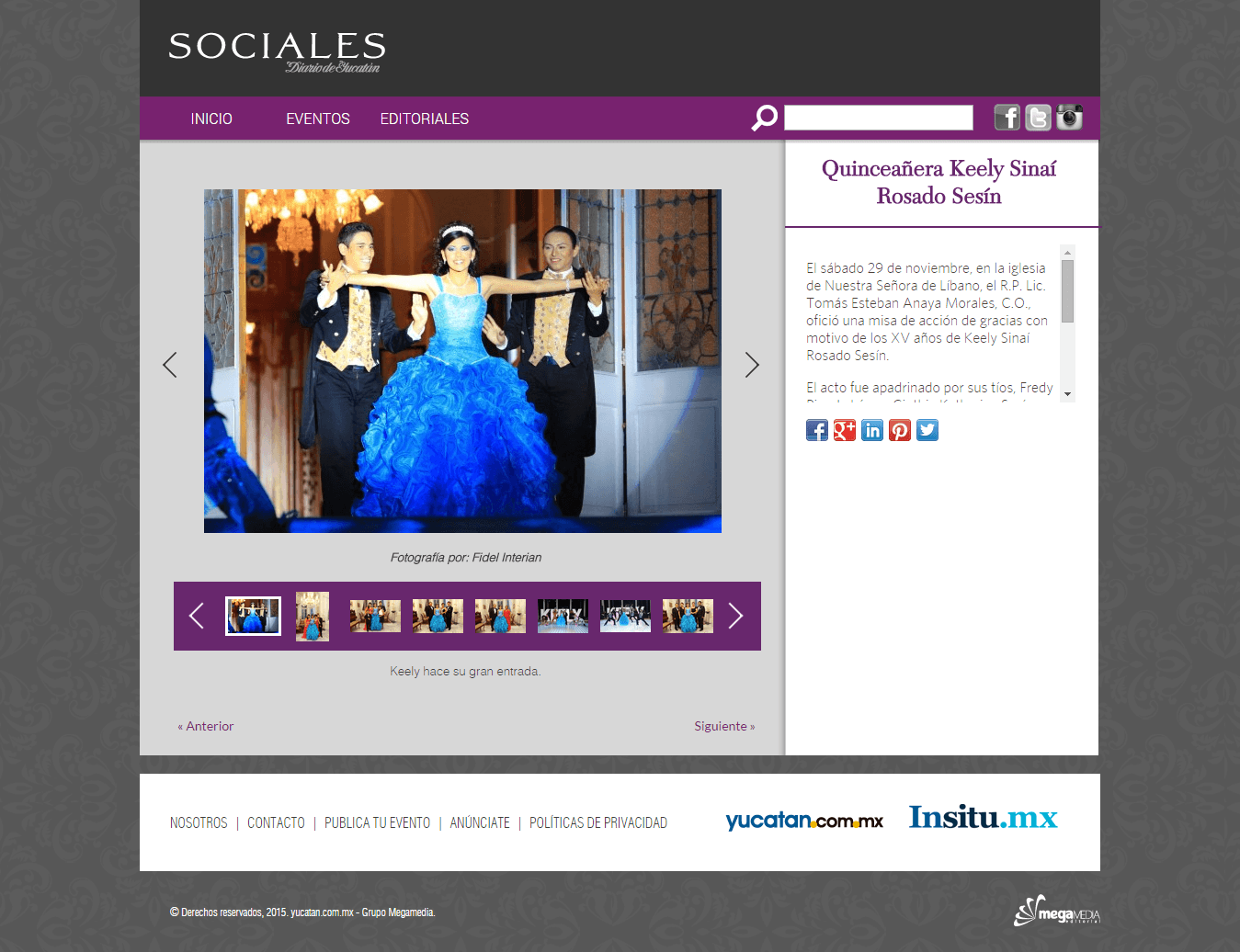 Editorial event coverage page with integrated photo gallery and dynamic content layout